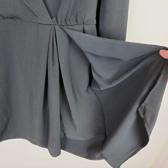 WAYF Black Drape Puff Long Sleeves V-Neck Dress M - Picture 6 of 11